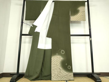 平和屋着物●訪問着　立波文　暈し染め　鬼しぼ縮緬　金彩　正絹　逸品　DABE4009az