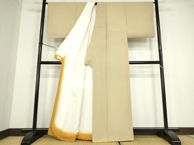 平和屋着物●江戸小紋　万筋　山吹茶色×素色　やまと誂製　正絹　逸品　DABE4010az