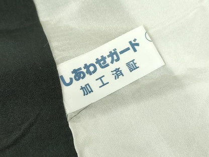 平和屋着物●訪問着　地紙花文　黒地　金彩　正絹　逸品　DABE4012az