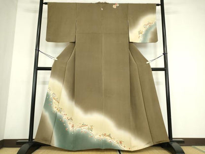 平和屋着物●訪問着　駒刺繍　宝尽くし文　暈し染め　金彩　鬼しぼ縮緬　正絹　逸品　DABE4017az