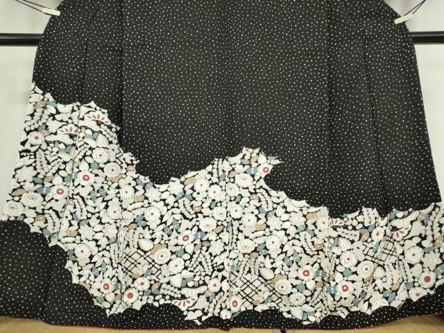 平和屋着物●訪問着　辻が花　黒地　金彩　正絹　逸品　DABE4019az