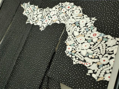 平和屋着物●訪問着　辻が花　黒地　金彩　正絹　逸品　DABE4019az