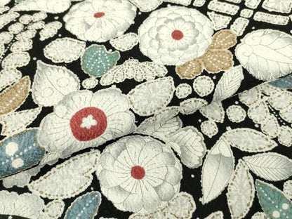 平和屋着物●訪問着　辻が花　黒地　金彩　正絹　逸品　DABE4019az