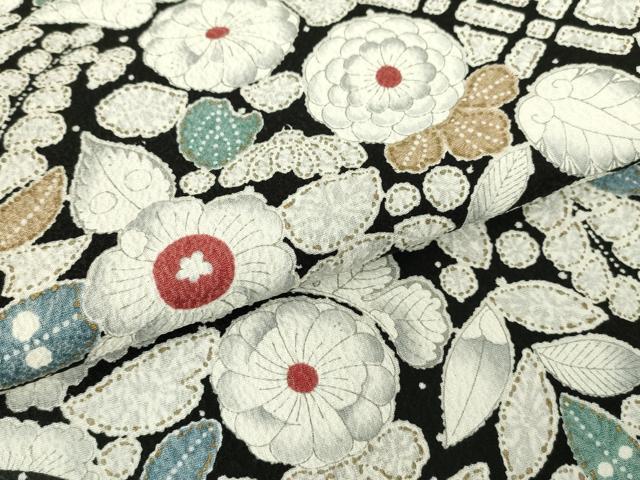 平和屋着物●訪問着　辻が花　黒地　金彩　正絹　逸品　DABE4019az
