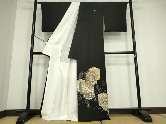 平和屋着物●豪華黒留袖　駒刺繍　正倉院花文　金彩　正絹　逸品　DABE4021az