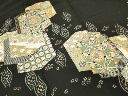 平和屋着物●豪華黒留袖　駒刺繍　正倉院花文　金彩　正絹　逸品　DABE4021az