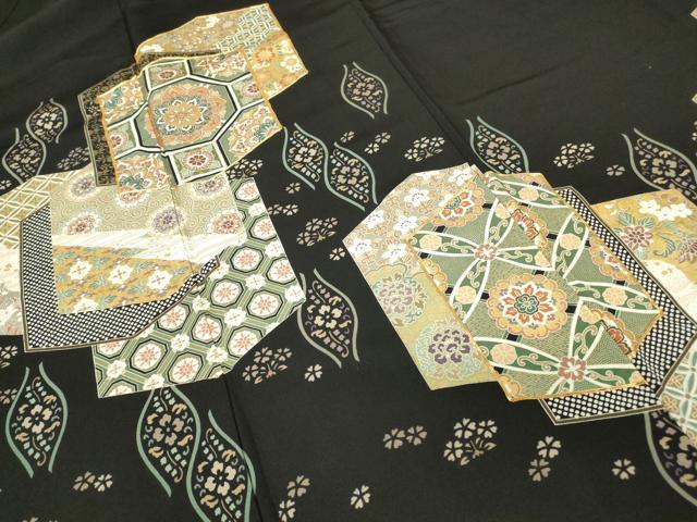 平和屋着物●豪華黒留袖　駒刺繍　正倉院花文　金彩　正絹　逸品　DABE4021az