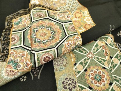 平和屋着物●豪華黒留袖　駒刺繍　正倉院花文　金彩　正絹　逸品　DABE4021az