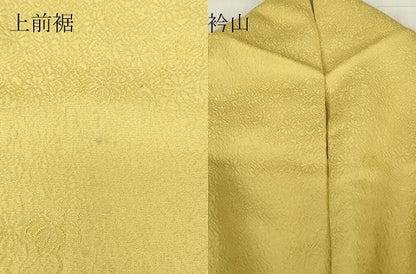 平和屋着物●上質な色無地　桐花地紋　黄支子色　正絹　逸品　DABE4022az