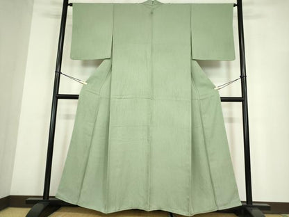 平和屋着物●上質な色無地　間道地紋　錆青磁色　正絹　逸品　DABE4023az