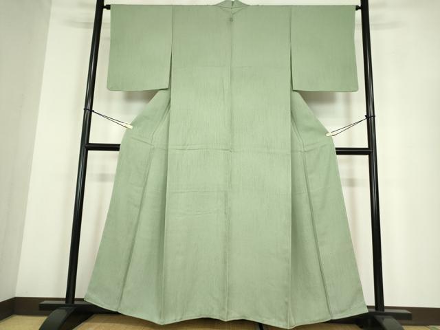 平和屋着物●上質な色無地　間道地紋　錆青磁色　正絹　逸品　DABE4023az