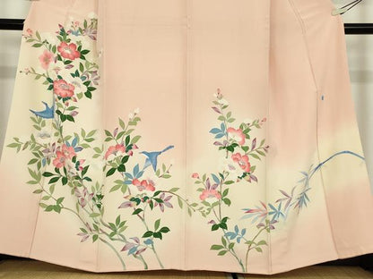 平和屋着物●訪問着　友禅　作家物　枝花飛鳥文　暈し染め　正絹　逸品　DABE4024az