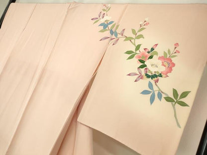 平和屋着物●訪問着　友禅　作家物　枝花飛鳥文　暈し染め　正絹　逸品　DABE4024az