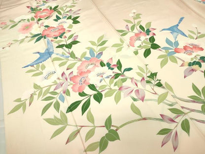 平和屋着物●訪問着　友禅　作家物　枝花飛鳥文　暈し染め　正絹　逸品　DABE4024az