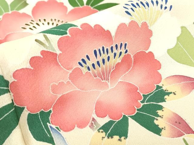 平和屋着物●訪問着　友禅　作家物　枝花飛鳥文　暈し染め　正絹　逸品　DABE4024az