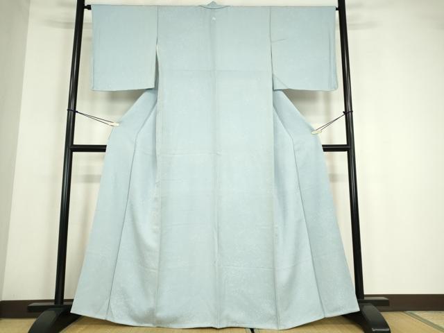 平和屋着物●上質な色無地　霞地紋　水色　正絹　逸品　未使用　DABE4028az
