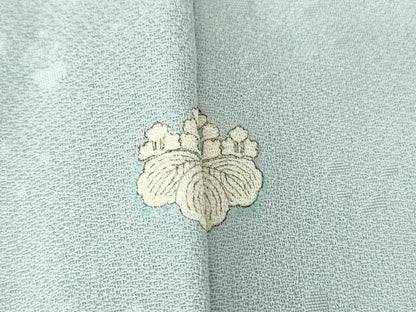 平和屋着物●上質な色無地　霞地紋　水色　正絹　逸品　未使用　DABE4028az