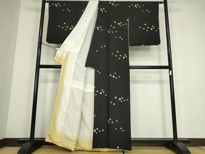 平和屋着物●上質な小紋　宝尽くし吉祥文　黒地　金彩　正絹　逸品　DABE4034az