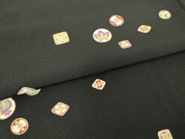 平和屋着物●上質な小紋　宝尽くし吉祥文　黒地　金彩　正絹　逸品　DABE4034az