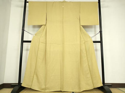 平和屋着物●上質な色無地　芥子色　正絹　逸品　DABE4035az