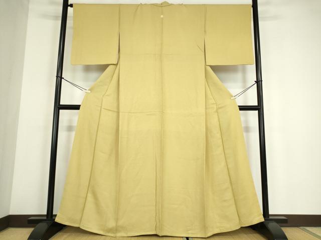 平和屋着物●上質な色無地　芥子色　正絹　逸品　DABE4035az