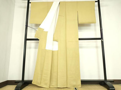 平和屋着物●上質な色無地　芥子色　正絹　逸品　DABE4035az