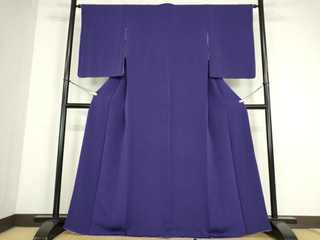 平和屋着物●上質な色無地　ディープロイヤルパープル色　鬼しぼ縮緬　正絹　逸品　DABE4037az
