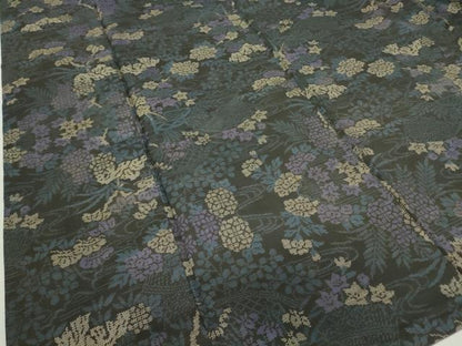 平和屋着物●本場大島紬　9マルキ　流水風景花文　正絹　逸品　DABE4038az