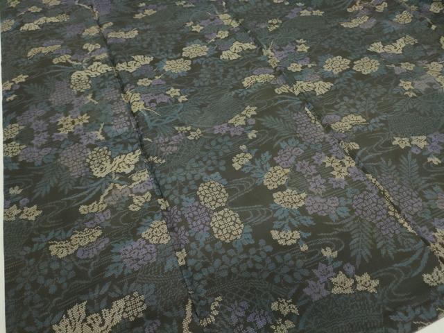 平和屋着物●本場大島紬　9マルキ　流水風景花文　正絹　逸品　DABE4038az