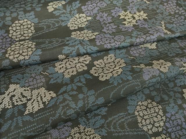 平和屋着物●本場大島紬　9マルキ　流水風景花文　正絹　逸品　DABE4038az