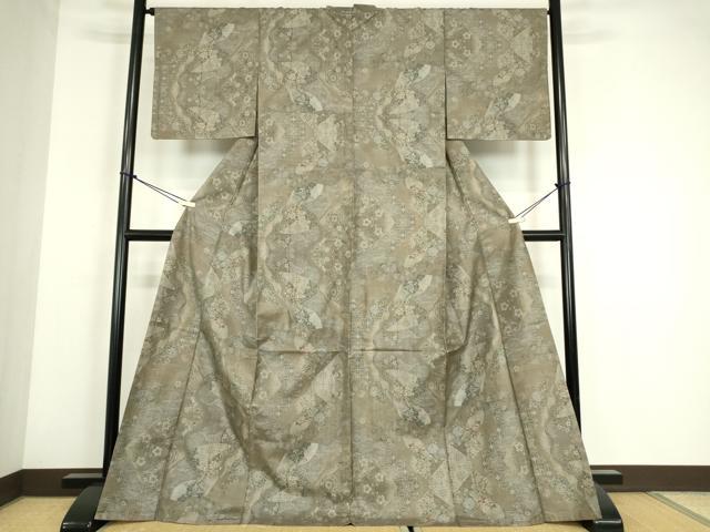 平和屋着物●本場大島紬　9マルキ　正倉院花文　さが美扱い　正絹　逸品　DABE4039az