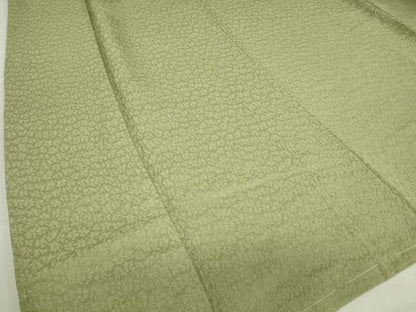 平和屋着物●上質な色無地　舞花地紋　抹茶色　正絹　逸品　DABE4040az