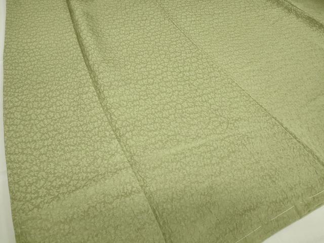 平和屋着物●上質な色無地　舞花地紋　抹茶色　正絹　逸品　DABE4040az