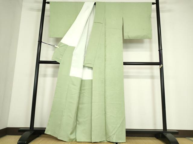 平和屋着物●上質な色無地　茶屋辻風景花地紋　柳色　さが美扱い　正絹　逸品　DABE4042az