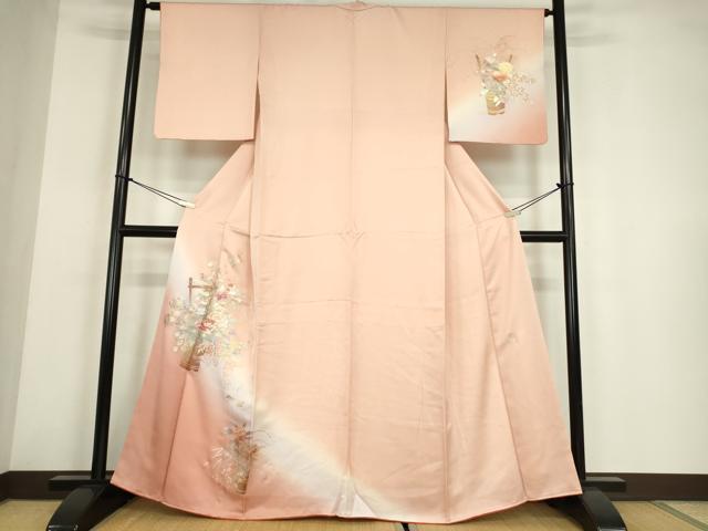 平和屋着物●金彩友禅　卓越技能者・名工・和田光正　訪問着　花籠文　暈し染め　金銀彩　正絹　逸品　DABE4045az