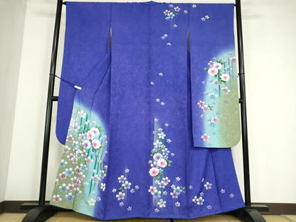 平和屋着物●豪華振袖　舞桜文　暈し染め　銀彩　正絹　逸品　DABE4050az
