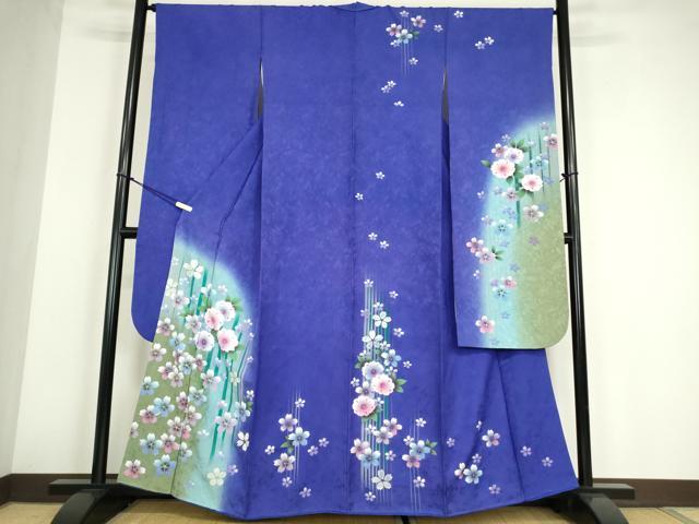 平和屋着物●豪華振袖　舞桜文　暈し染め　銀彩　正絹　逸品　DABE4050az