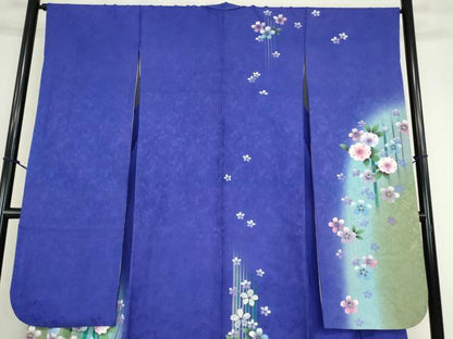平和屋着物●豪華振袖　舞桜文　暈し染め　銀彩　正絹　逸品　DABE4050az