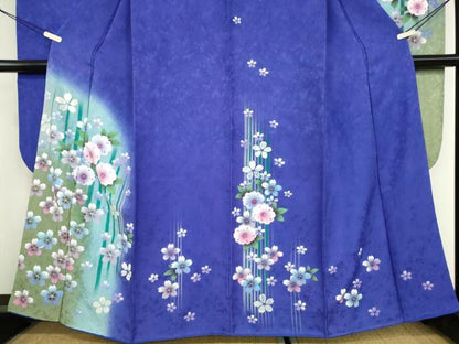 平和屋着物●豪華振袖　舞桜文　暈し染め　銀彩　正絹　逸品　DABE4050az