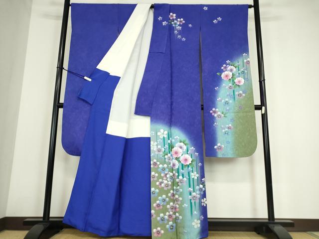 平和屋着物●豪華振袖　舞桜文　暈し染め　銀彩　正絹　逸品　DABE4050az