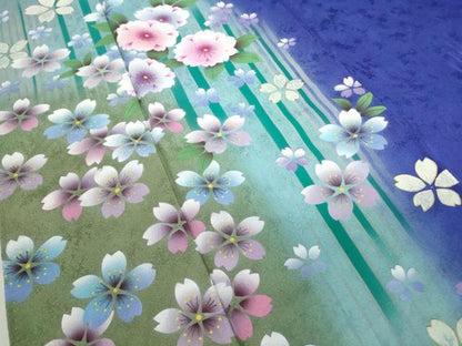 平和屋着物●豪華振袖　舞桜文　暈し染め　銀彩　正絹　逸品　DABE4050az
