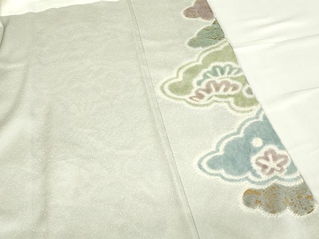 平和屋着物●訪問着　絞り　刺繍　雲取り花文　金彩　正絹　逸品　DABE4052az