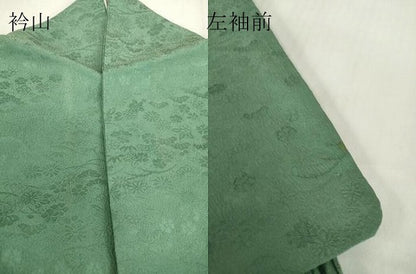平和屋着物●上質な色無地　花松地紋　千草色　正絹　逸品　DABE4053az