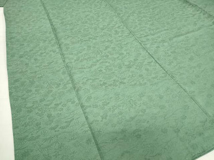 平和屋着物●上質な色無地　花松地紋　千草色　正絹　逸品　DABE4053az