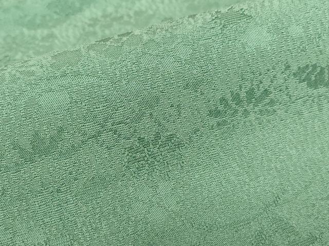 平和屋着物●上質な色無地　花松地紋　千草色　正絹　逸品　DABE4053az