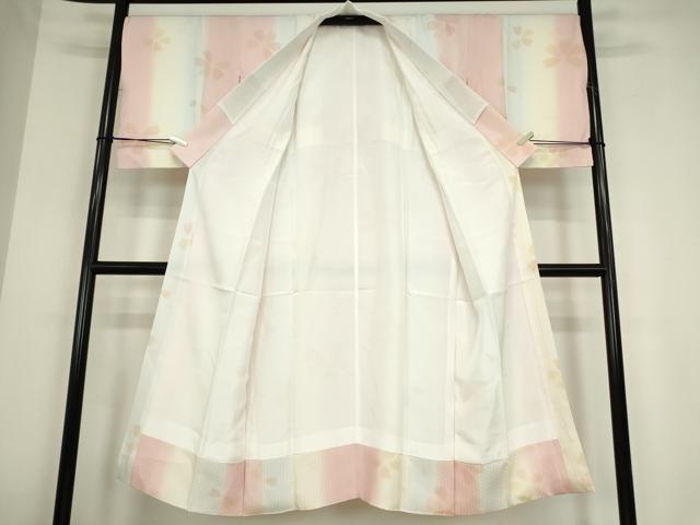平和屋着物●長襦袢　袷　花鳥風月　舞花文　暈し染め　反端付き　正絹　逸品　DABE4056az