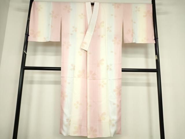 平和屋着物●長襦袢　袷　花鳥風月　舞花文　暈し染め　反端付き　正絹　逸品　DABE4056az