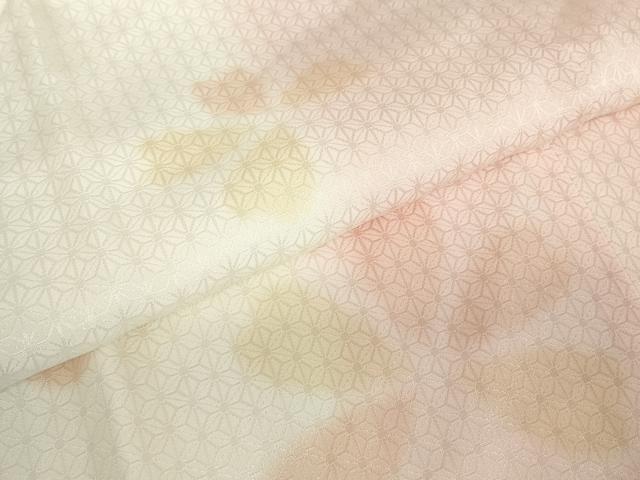 平和屋着物●長襦袢　袷　花鳥風月　舞花文　暈し染め　反端付き　正絹　逸品　DABE4056az