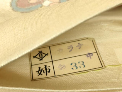 平和屋着物▼六通柄袋帯　正倉院更紗花文　金糸　正絹　逸品　DABE4076az
