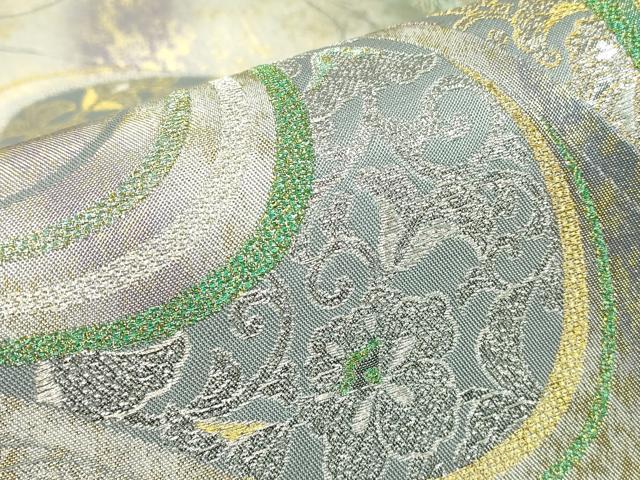 平和屋着物▼六通柄袋帯　更紗花文　金銀糸　正絹　逸品DABE4080az